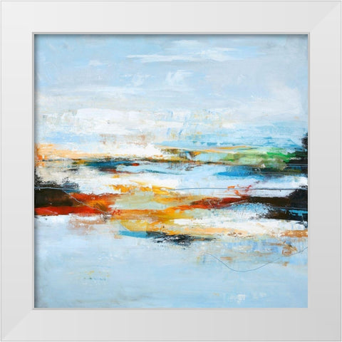 Low Limit White Modern Wood Framed Art Print by Design Fabrikken