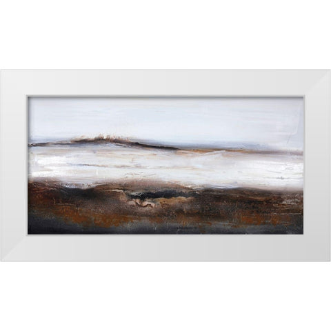 Over and Out White Modern Wood Framed Art Print by Design Fabrikken