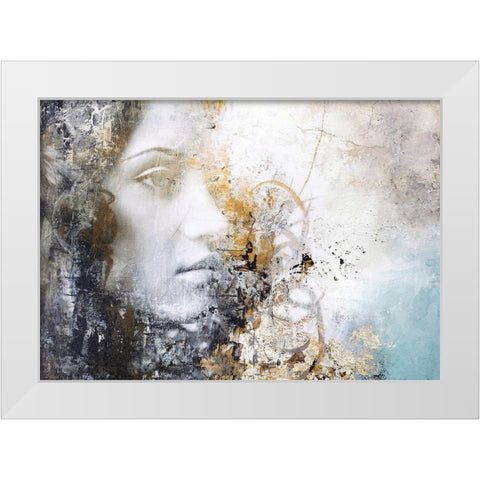 Gradient White Modern Wood Framed Art Print by Design Fabrikken