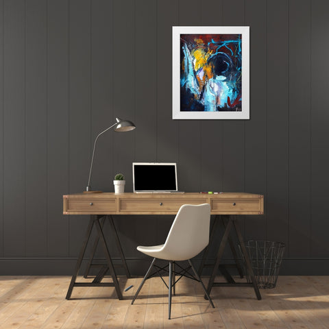 Eye of the Storm White Modern Wood Framed Art Print by Design Fabrikken