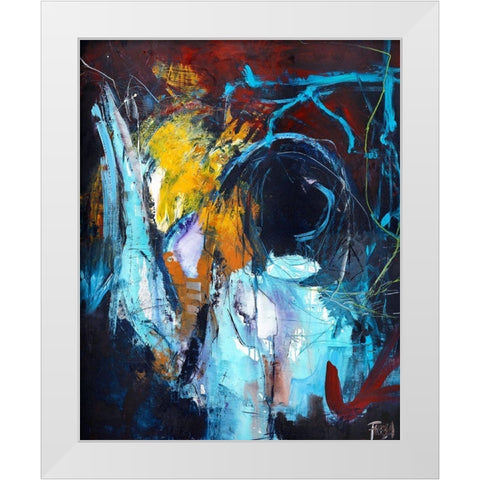 Eye of the Storm White Modern Wood Framed Art Print by Design Fabrikken