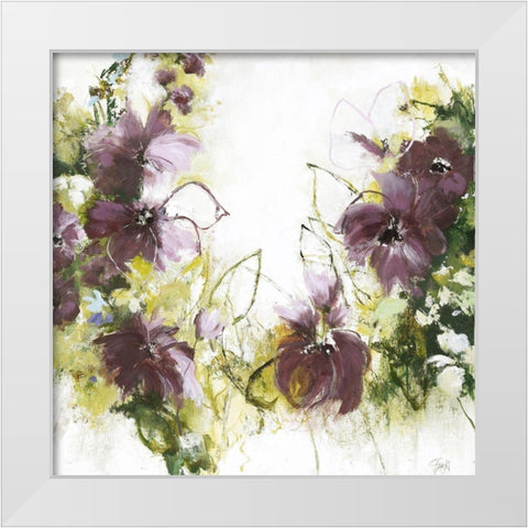 Flower Blush 1 White Modern Wood Framed Art Print by Design Fabrikken
