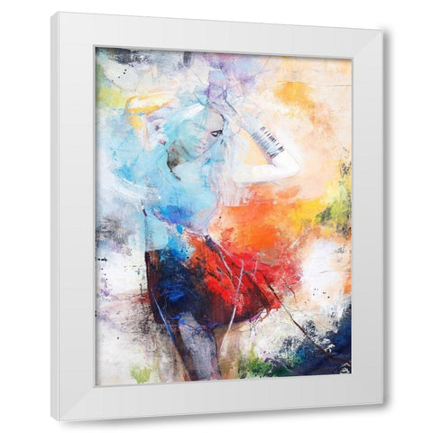 She Dances White Modern Wood Framed Art Print by Design Fabrikken