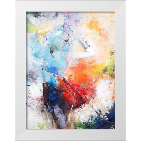 She Dances White Modern Wood Framed Art Print by Design Fabrikken