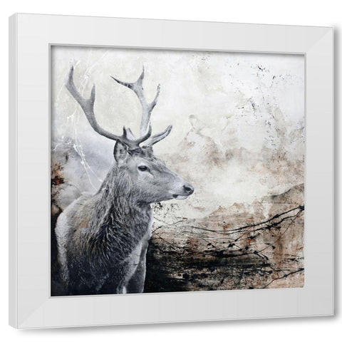 Outbreak White Modern Wood Framed Art Print by Design Fabrikken