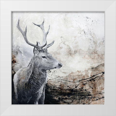 Outbreak White Modern Wood Framed Art Print by Design Fabrikken