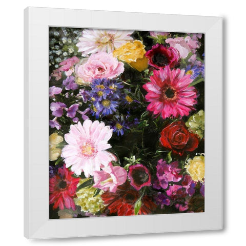 Dark Blossom White Modern Wood Framed Art Print by Design Fabrikken