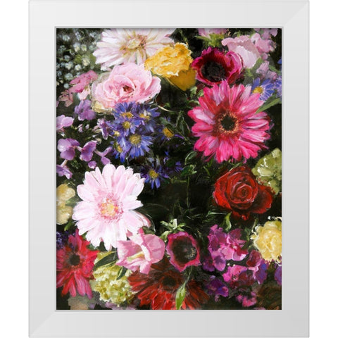 Dark Blossom White Modern Wood Framed Art Print by Design Fabrikken