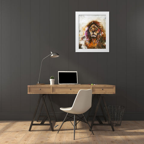 Tiger Vision White Modern Wood Framed Art Print by Design Fabrikken