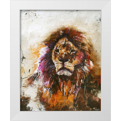 Tiger Vision White Modern Wood Framed Art Print by Design Fabrikken