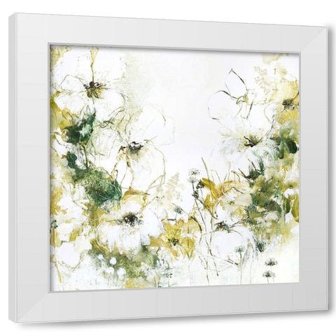 Flower Blush 3 White Modern Wood Framed Art Print by Design Fabrikken