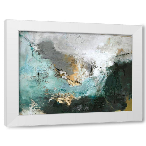 Arctic Green White Modern Wood Framed Art Print by Design Fabrikken