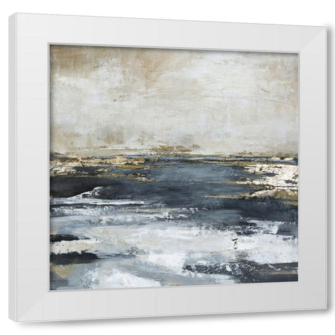 Blue Bay White Modern Wood Framed Art Print by Design Fabrikken