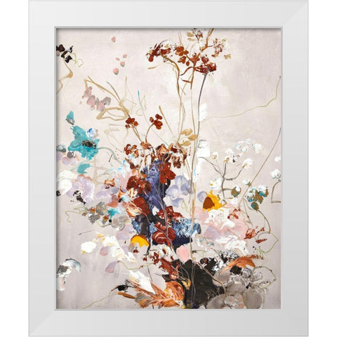 Fall Floral White Modern Wood Framed Art Print by Design Fabrikken