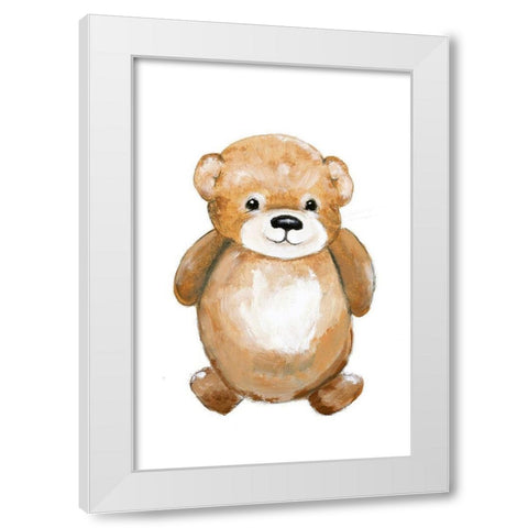 Little Bear White Modern Wood Framed Art Print by Design Fabrikken