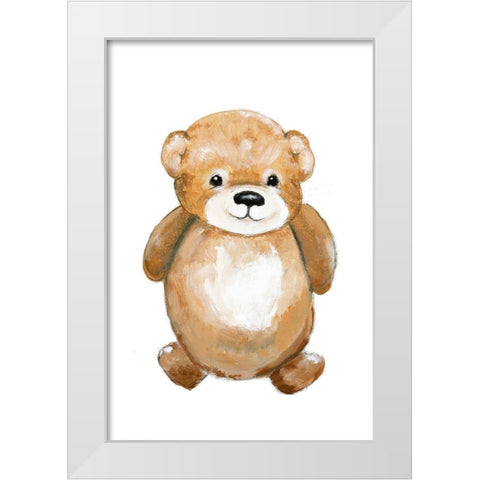Little Bear White Modern Wood Framed Art Print by Design Fabrikken