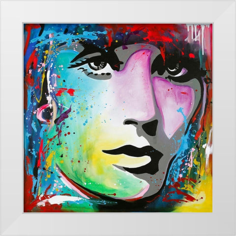 Soon 1 White Modern Wood Framed Art Print by Design Fabrikken