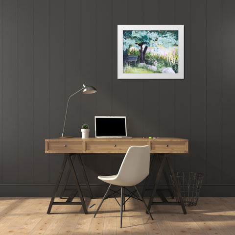 Spring Field White Modern Wood Framed Art Print by Design Fabrikken
