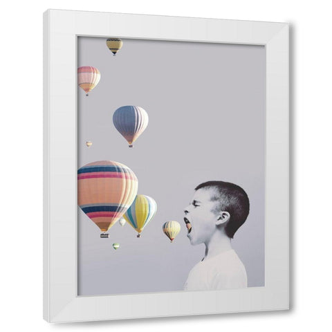 My Big Mouth White Modern Wood Framed Art Print by Design Fabrikken