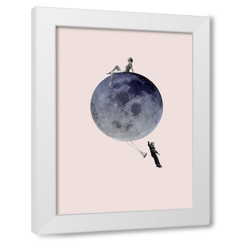 Moon Jump White Modern Wood Framed Art Print by Design Fabrikken