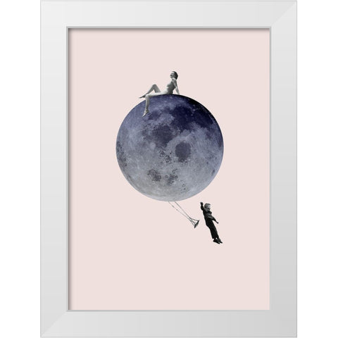 Moon Jump White Modern Wood Framed Art Print by Design Fabrikken