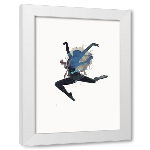 Ballerina Floating White Modern Wood Framed Art Print by Design Fabrikken