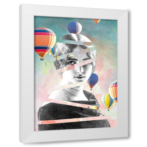 Cleo De Merode Baloons White Modern Wood Framed Art Print by Design Fabrikken