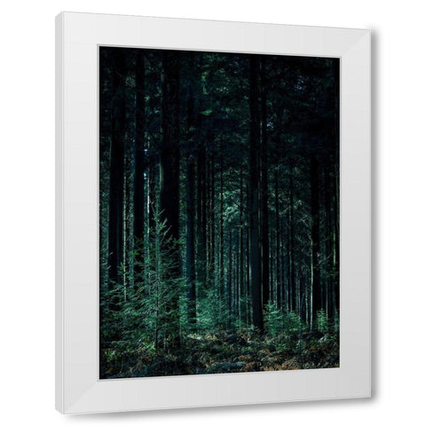 Deep Green White Modern Wood Framed Art Print by Design Fabrikken