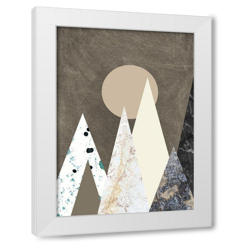 Peaks White Modern Wood Framed Art Print by Design Fabrikken