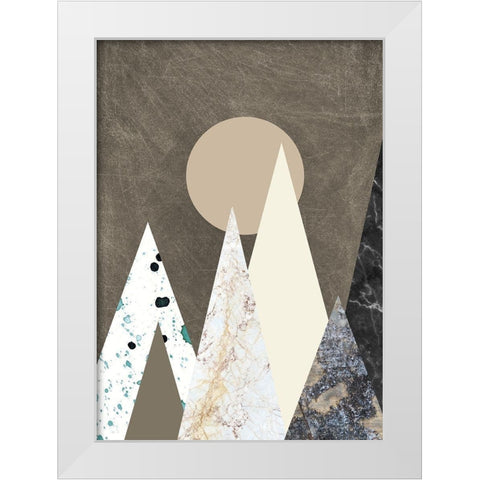 Peaks White Modern Wood Framed Art Print by Design Fabrikken