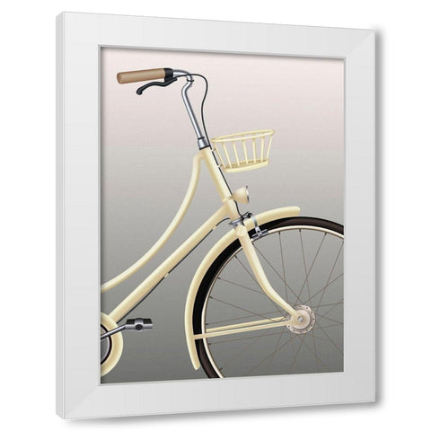 Bicycle White Modern Wood Framed Art Print by Design Fabrikken