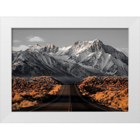 The Road 1 White Modern Wood Framed Art Print by Design Fabrikken