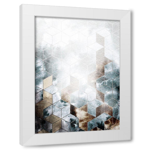 Cubes Magic White Modern Wood Framed Art Print by Design Fabrikken