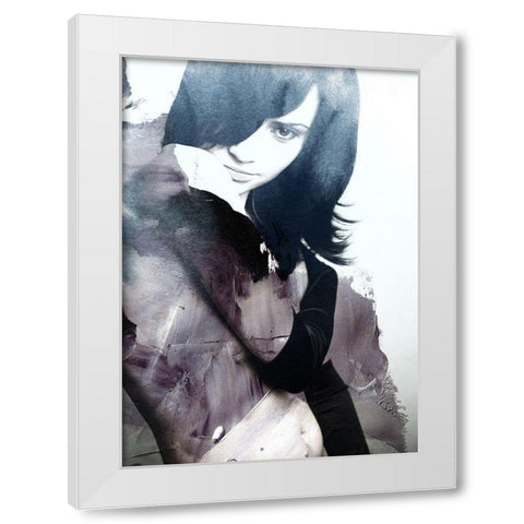 Flow White Modern Wood Framed Art Print by Design Fabrikken