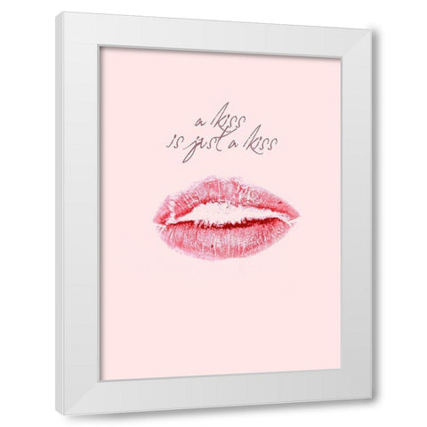 A Kiss Is Just a Kiss White Modern Wood Framed Art Print by Design Fabrikken