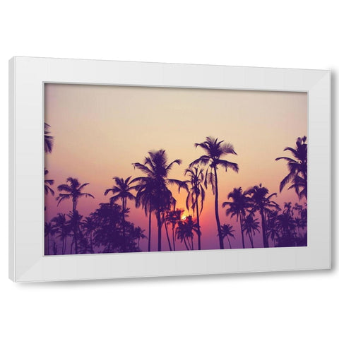 Palm Sky 1 White Modern Wood Framed Art Print by Design Fabrikken