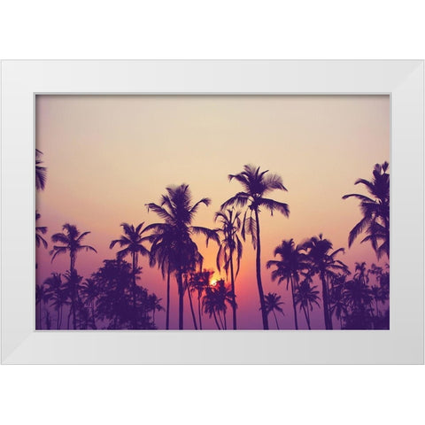Palm Sky 1 White Modern Wood Framed Art Print by Design Fabrikken