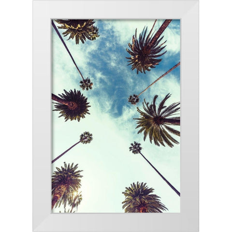 Palm Sky 2 White Modern Wood Framed Art Print by Design Fabrikken