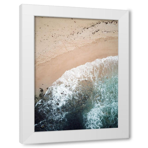 The Shore White Modern Wood Framed Art Print by Design Fabrikken