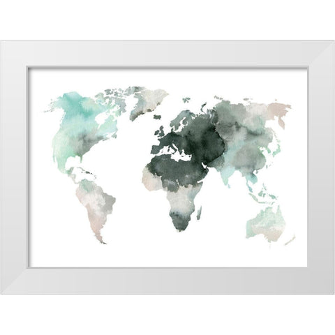 Water World White Modern Wood Framed Art Print by Design Fabrikken