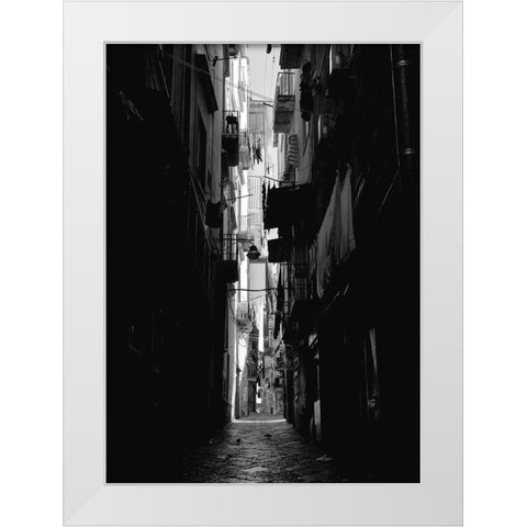 Alley White Modern Wood Framed Art Print by Design Fabrikken