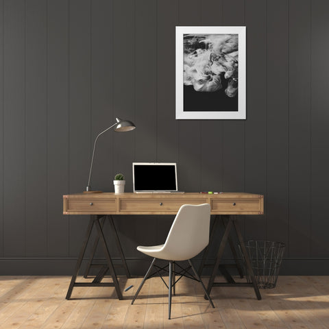 Black Ink White Modern Wood Framed Art Print by Design Fabrikken