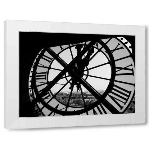 Clock Tower White Modern Wood Framed Art Print by Design Fabrikken