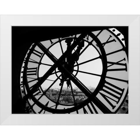 Clock Tower White Modern Wood Framed Art Print by Design Fabrikken