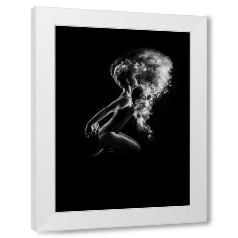 Dusted White Modern Wood Framed Art Print by Design Fabrikken