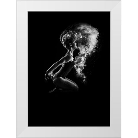 Dusted White Modern Wood Framed Art Print by Design Fabrikken