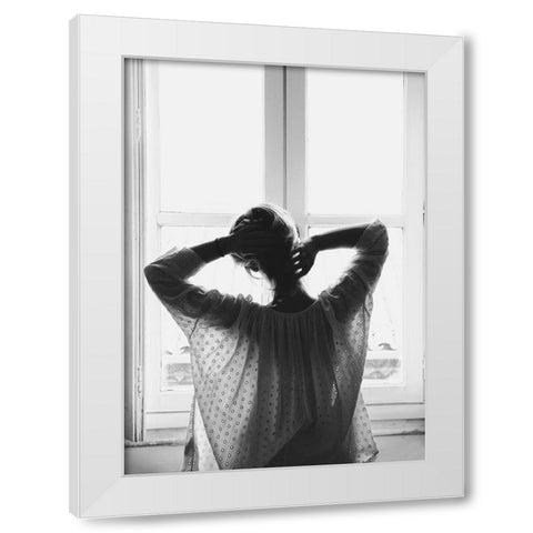 Good Morning White Modern Wood Framed Art Print by Design Fabrikken