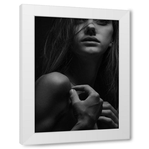 My Love White Modern Wood Framed Art Print by Design Fabrikken