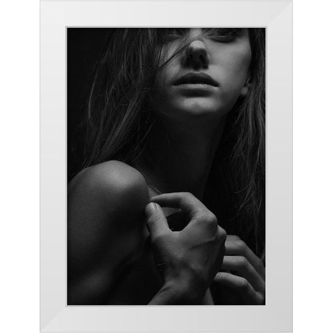 My Love White Modern Wood Framed Art Print by Design Fabrikken