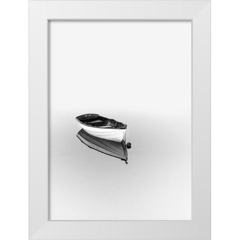 Solemn White Modern Wood Framed Art Print by Design Fabrikken